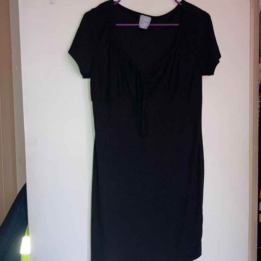 Black dress with tie in front